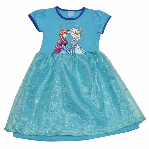 Elsa And Anna Aqua Dress! Vestido Para Niña Frozen