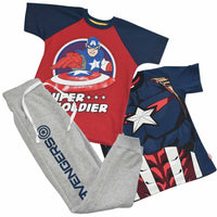 Conjunto Jogger Y Playeras Para Niño Capitan America Marvel Avengers Set 3 Piezas