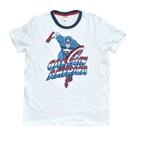 Captain America White Tee! Playera Para Caballero-Hombre Marvel Avengers