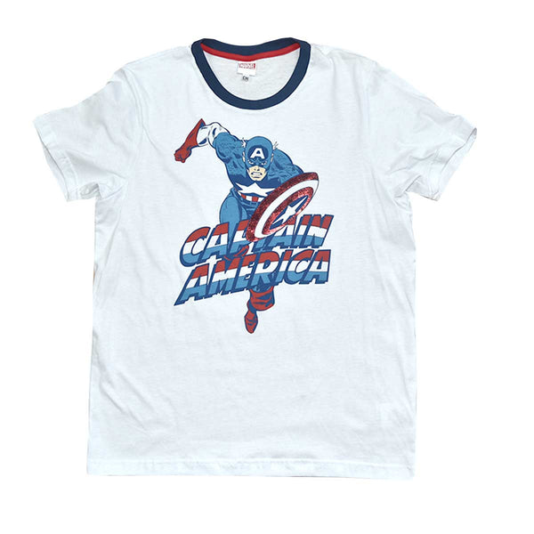 Captain America White Tee! Playera Para Caballero-Hombre Marvel Avengers